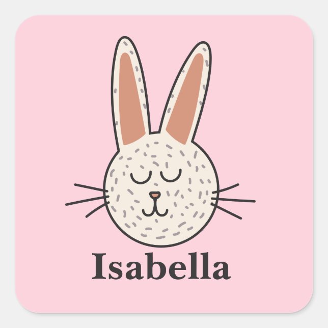 Custom Name Easter Bunny  Square Sticker (Front)