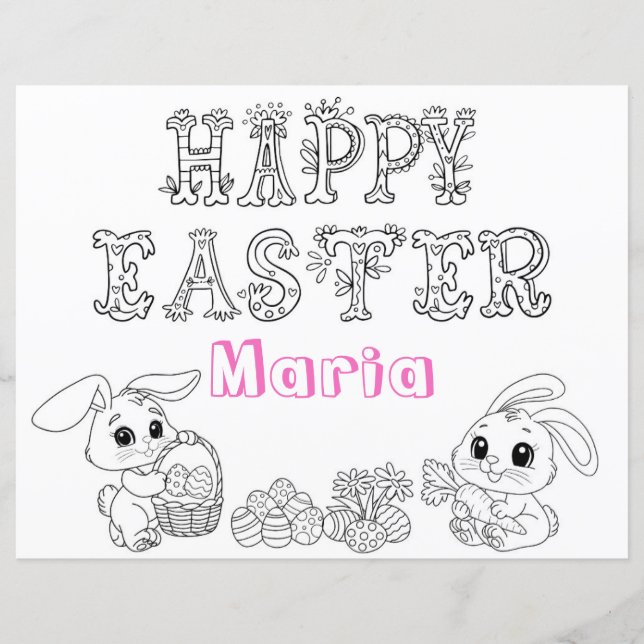 Custom Name Easter Colouring Activity Sheet (Front)