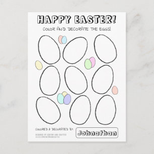 Custom Name Easter Egg Colouring Card for Kids