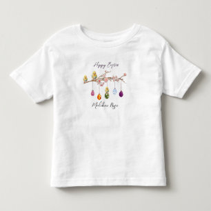 Custom Name Easter Eggs Baby Chicks Happy Easter Toddler T-Shirt