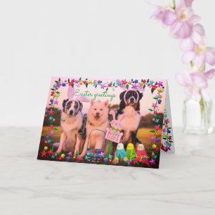 Custom Name EASTER Greetings Cute Dogs Aesthetic Card