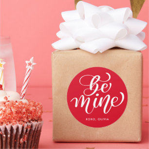 Custom Name Editable Color Be Mine Valentines Classic Round Sticker