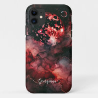 Custom Name Eerie Blood Moon Halloween Alcohol Ink
