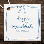 Custom Name Elegant Blue Bow Hanukkah GIft Favour Tags<br><div class="desc">Elevate your Hanukkah favours with this custom favour tag featuring a chic blue bow and elegant script text. Perfect for adding a personal touch to gift bags, party favours, or holiday treats, this refined tag is designed to make your Hanukkah celebration extra special. Simply customise with your family name for...</div>