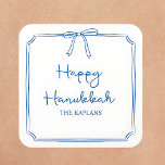 Custom Name Elegant Blue Bow Hanukkah GIft Square Sticker<br><div class="desc">Add a personal touch to your Hanukkah gifts, cards, or holiday favours with this elegant custom sticker, featuring a chic blue bow and sleek script text. Perfect for sealing envelopes, decorating packages, or creating custom holiday labels, this stylish design brings sophistication to every detail of your Hanukkah celebrations. Customise it...</div>