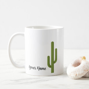 Custom Name Elegant Green Cactus Coffee Mug