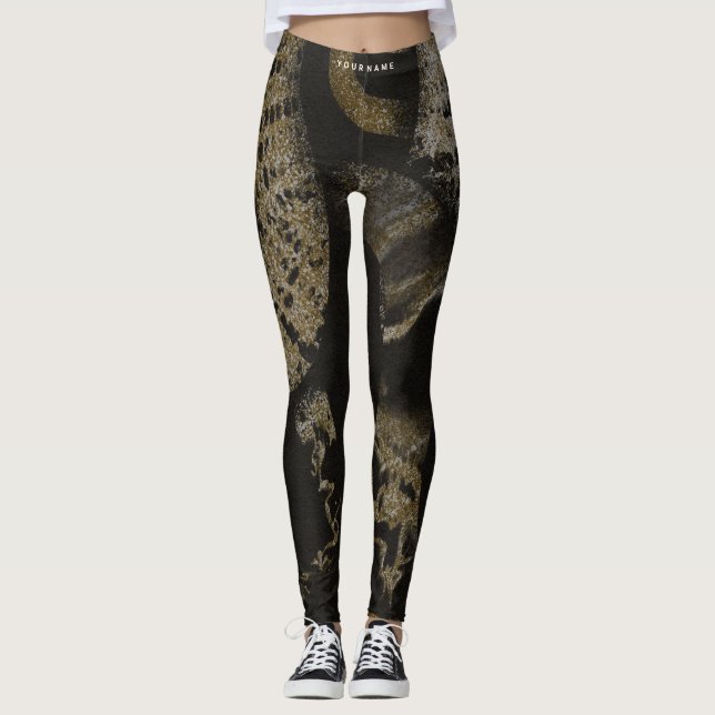 Custom Name Elegant Medusa Snakes Luxury Art Leggings (Front)