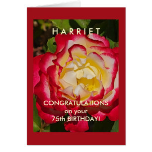 Custom Name Elegant Red and Gold Rose Birthday