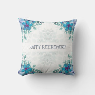 Custom Name Elegant Retirement Keepsake Floral Cushion