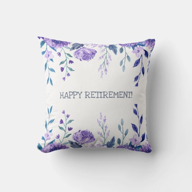 Custom Name Elegant Retirement Keepsake Floral Cushion (Front)