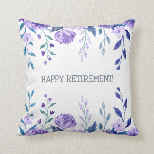 Custom Name Elegant Retirement Keepsake Floral Cushion