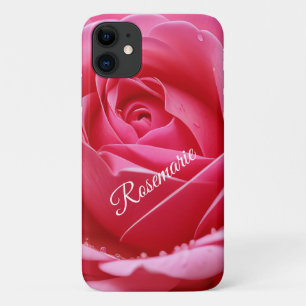 Custom Name Elegant Rose Flower iPhone 11 Case