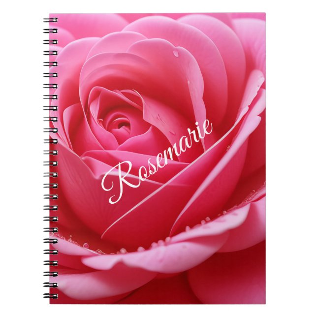 Custom Name Elegant Rose Flower  Notebook (Front)