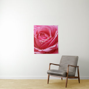 Custom Name Elegant Rose Flower Tapestry