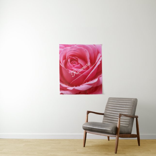 Custom Name Elegant Rose Flower  Tapestry (In Situ)