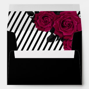 Custom Name Elegant Rose Stripes Gothic Wedding Envelope