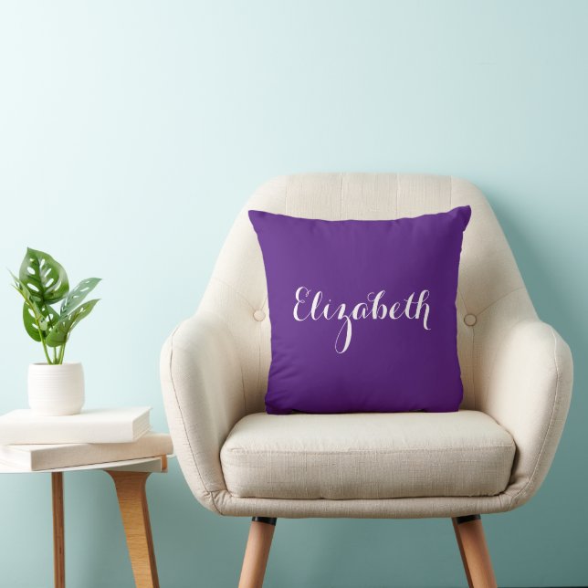 Custom Name Elegant Trendy Royal Purple Typography Cushion (Chair)