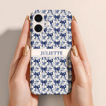 Custom Name Elegant Vintage Floral Blue Bows iPhone 16 Case<br><div class="desc">Carry charm everywhere! This phone case features vintage florals and dainty blue bows with your custom name,  stylish,  protective,  and perfectly personalised.</div>