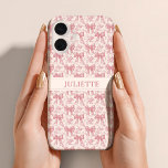 Custom Name Elegant Vintage Floral Blush Pink Bows iPhone 16 Case<br><div class="desc">Carry charm everywhere! This phone case features vintage florals and dainty blush pink bows with your custom name,  stylish,  protective,  and perfectly personalised.</div>