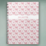 Custom Name Elegant Vintage Floral Blush Pink Bows Notebook<br><div class="desc">Write in style! This elegant notebook features vintage florals and sweet blush pink bows with your custom name,  perfect for journalling,  school,  or a thoughtful personalised gift.</div>