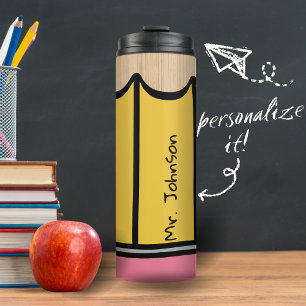 Custom Name Elementary School Teacher Gift Pencil Thermal Tumbler