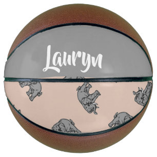 Custom name elephants on brown basketball