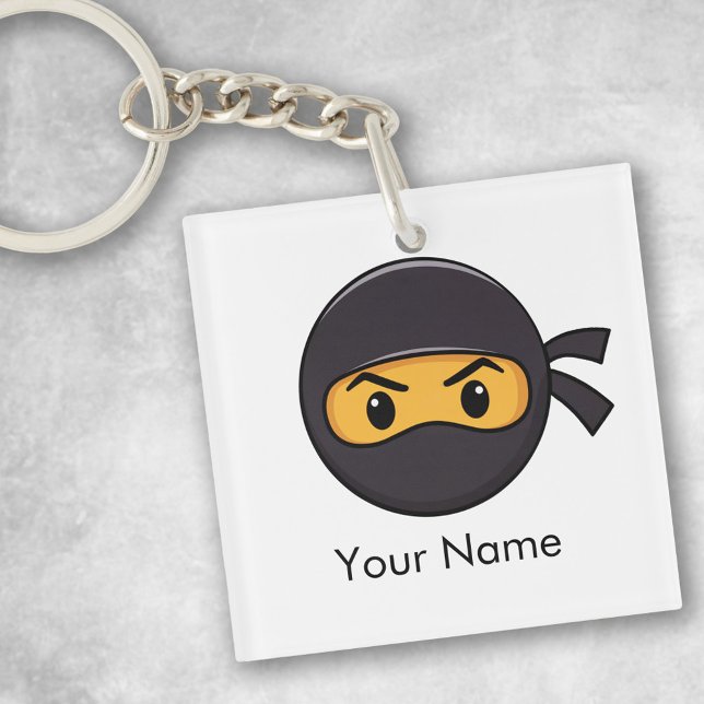 Custom Name Emoji Ninja Button Key Ring (Creator Uploaded)