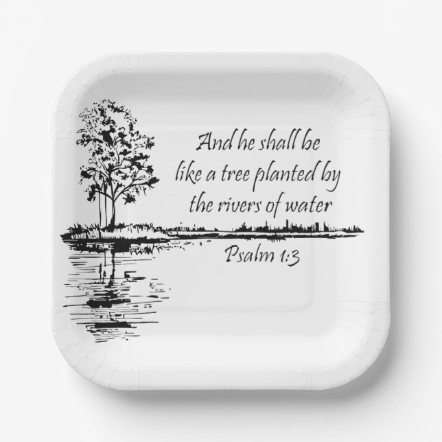 Custom Name Encouraging Scripture Psalm 1:3  Paper Plate (Front)