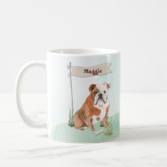 Custom Name English Bulldog Pet Dog Coffee Mug (Left)