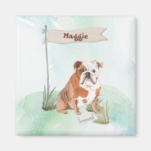 Custom Name English Bulldog Pet Dog Magnet