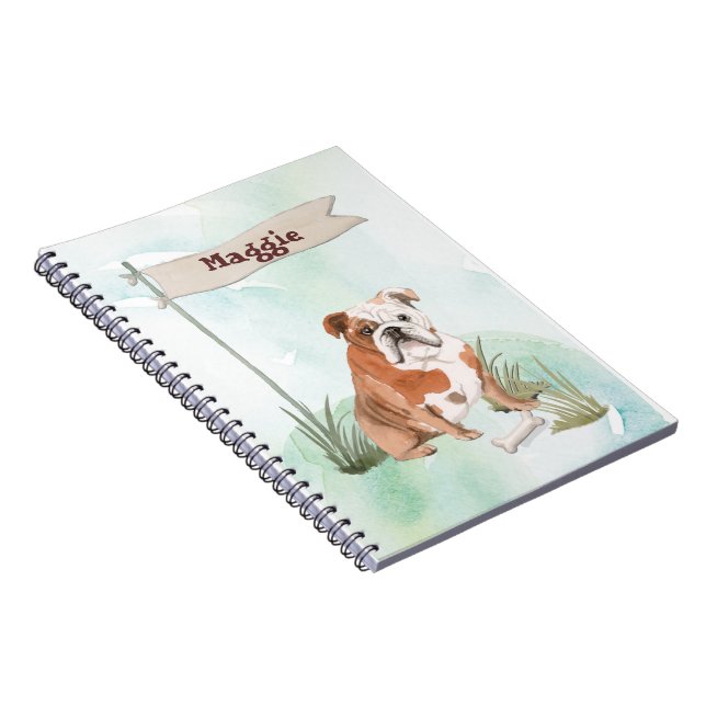 Custom Name English Bulldog Pet Dog Notebook (Right Side)