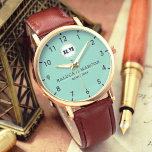 Custom name engraved elegant couple blue watch<br><div class="desc">Vintage Floral Monogram Blue Neutral Wedding Watch – Elegant Personalized Gift Celebrate love and timeless elegance with this vintage floral monogram wedding watch, designed for couples who appreciate classic style and sentimental keepsakes. Featuring a beautiful blue and neutral color palette, this custom name wristwatch is a perfect wedding or anniversary...</div>