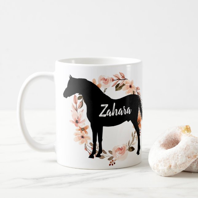Custom Name equestrian horseback horse riding Coff Coffee Mug (With Donut)