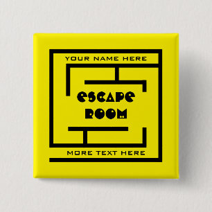 Custom name Escape Room Button with labyrinth logo