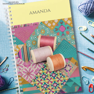Custom name fabric pattern Colorful Exotic sewing Notebook