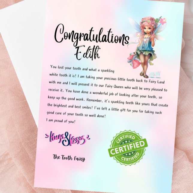 Custom Name Fairy Letter Keepsake - For Kids Invitation (Personalized Tooth Fairy Letter For Kids)