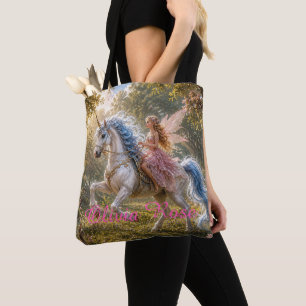 Custom Name Fairy's Enchanted Unicorn Ride Tote Bag