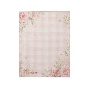Custom Name Faith Floral Gingham Notepad