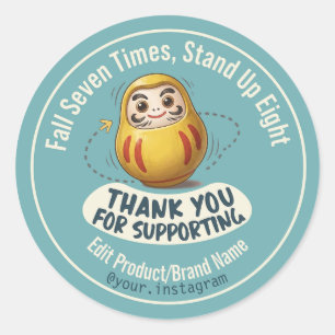 Custom Name Fall Seven Times Stand Up Eight Sticke Classic Round Sticker