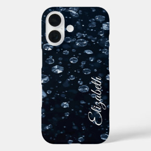Custom Name Falling Diamonds iPhone 16 Case