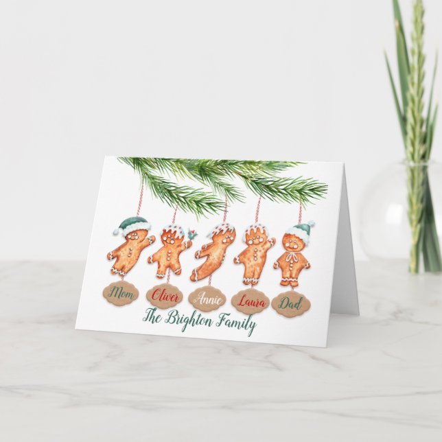 Custom name family Christmas art Gingerbread  Card (Front)
