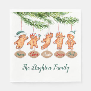 Custom name family Christmas art Gingerbread Napkin