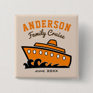 Custom Name Family Cruise Vacation 15 Cm Square Badge