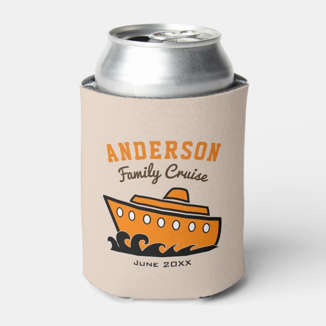 Custom Name Family Cruise Vacation Can Cooler (Can Front)