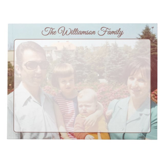 Custom Name Family Photo Retro Script To Do List  Notepad (Front)