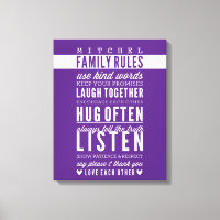 CUSTOM NAME FAMILY RULES modern typography purple