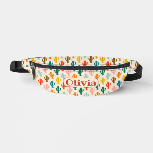 Custom Name Fanny Pack with Colorful Cacti