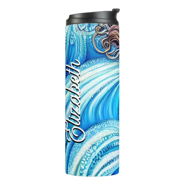 Custom Name Fantasy Ocean Sea Wave Goddess Thermal Tumbler (Rotated Left)