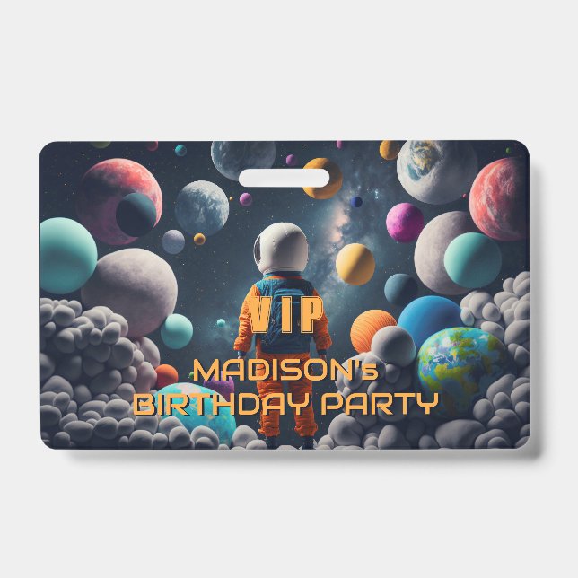Custom Name Fantasy Space Kid ID Badge (Front)