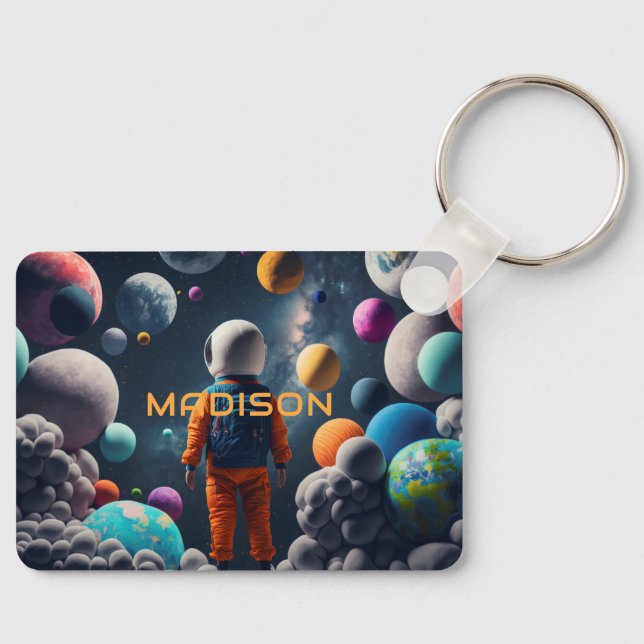 Custom Name Fantasy Space Kid Key Ring (Front)